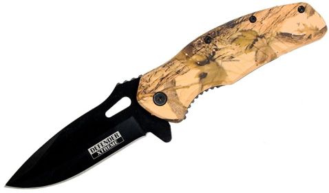 8" Defender Xtreme Desert Woodland Camo Spring Assited Knife