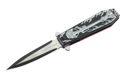 9.5" Hunt Down Coffin Handle with USA/Grey M16 Design Spring Assisted Knife