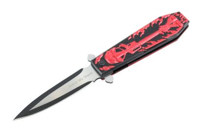 9.5" Hunt Down Coffin Handle with USA/Red M16 Design Spring Assisted Knife