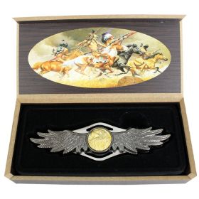 TheBoneEdge 8" Eagle Pattern Handle Double Side Blade Folding Knife With Gift Box