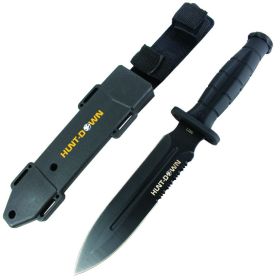 Hunt-Down 13" Spear Point Hunting Knife with Plastic Sheath Grenade Design Handle
