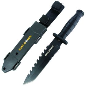 Hunt-Down 13" Tanto Point Hunting Knife with Plastic Sheath Grenade Design Handle