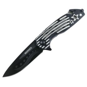 Tactical Team 8.5" Star & Stripes Handle Spring Assisted Knife w/ Seatbelt Cutter