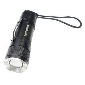 Hunt-Down High Powered Super Beam Mini Tactical Zoom Black Flashlight 1100 Lumens