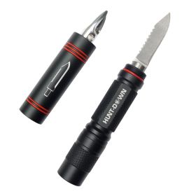 Hunt-Down High Powered 3 Pc 120 Lumens Tactical Black Flashlight With Mini Knife