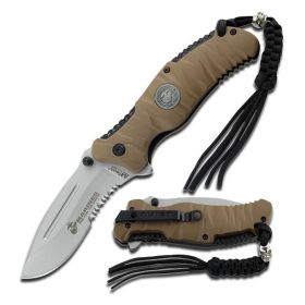 U.S. Marines by MTech 5" Closed Spring Assisted Knife Satin Half Serrated Blade