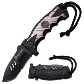 MTech 8.35" Stainless Steel Spring Assisted Knife Survival Black Aluminum Handle