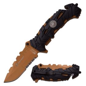 U.S. Marines by MTech 5" Closed Spring Assisted Knife Coated Half Serrated Blade