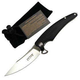 Hunt-Down 9" Black G10 Handle Ball Bearing Folding Knife D2 Steel With Box