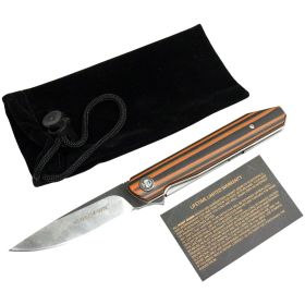 Hunt-Down 8" Black & Orange Linerlock Ball Bearing Folding Knife G10 Handle With Box