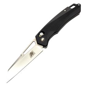 Hunt-Down 8" Stain Finished Blade Ball Bearing Folding Knife G10 Black Handle With Pouch