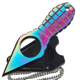 MTech 4.25" Stainless Steel Small Hunting Tactical Knife Rainbow Blade & Handle