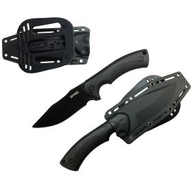 9" Full Tang Tactical Knife With ABS Plastic Sheath BLACK Filet Unisex Adult New