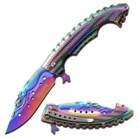 Tac-Force 8.75" Stainless Steel Spring Assisted Knife Stamped Mermaid Pattern Blade