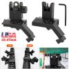 45 Degree Offset Rear Front Flip Up Sights Fiber Optics Aluminum Sights Tactical Folding Back Up Sight Set with Red Green Dots Fit Picatinny Weaver Ra