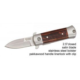 4" Mini Folding Spring Assisted Knife Wood Handle with Clip
