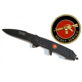8" Black Folding Spring Assisted Knife  Belt Clip