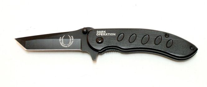 7 1/2" Black Folding Spring Assisted Knife Metal Handle Stainless Steel