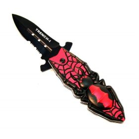 6" Folding Spring Assisted Knife With a Spider Design on the Handle