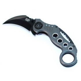 7" Dark Gray & Black Folding Spring Assisted Knife With Belt Clip Good Quality