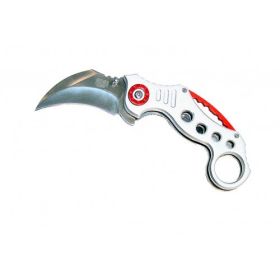 7" Silver & Red Folding Spring Assisted Knife With Belt Clip Good Quality