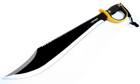 23.5" Black & Silver Machete with A Black Yellow Handle & Sheath