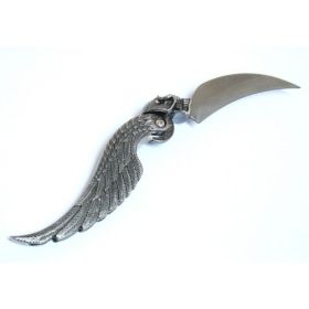 7" Silver Skull & Wings Design Folding Knife Heavy Duty
