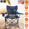 Foldable Camping Chair 330LBS Load Heavy Duty Steel Lawn Chair Collapsible Chair with Reclining Backrest Angle Cup Holder Pillow Side Pocket Carry Bag
