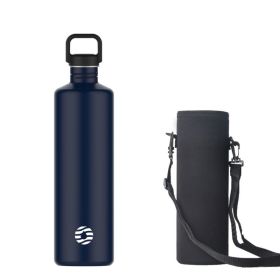 2L Stainless Steel Water Bottle | 2 Litre Single Wall Water Uninsulated Canteen | Eco Friendly Reusable Bottle | Plastic Free and Leakproof Metal (Color: Blue)